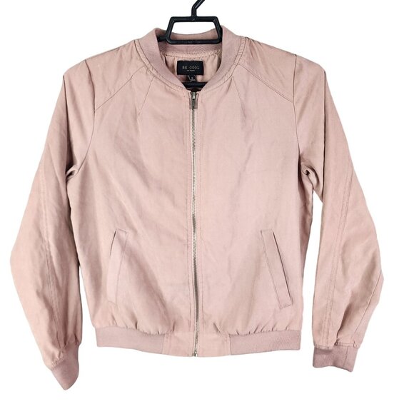 Womens Pink Be Cool Los Angeles Bomber Jacket Full Zip Long Sleeve Size M - Picture 1 of 11
